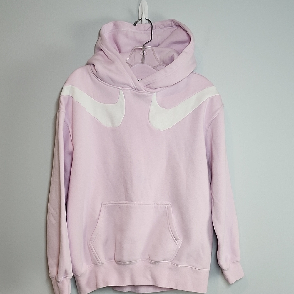 DR6199-695 Pink NIKE oversized double twin swoosh hoodie with pockets size XS
